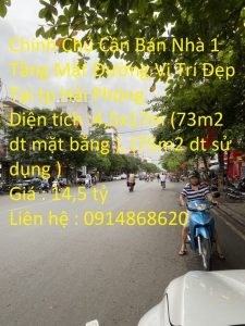 Chính Chủ Cần Bán Nhà 1 Tầng Mặt Đường Vị Trí Đẹp Tại tp Hải Phòng