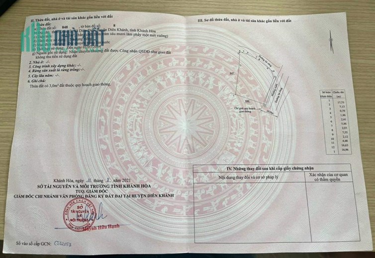 Đất 2 mặt tiền thôn Trung 3 xã Diên Điền giá chỉ 850tr