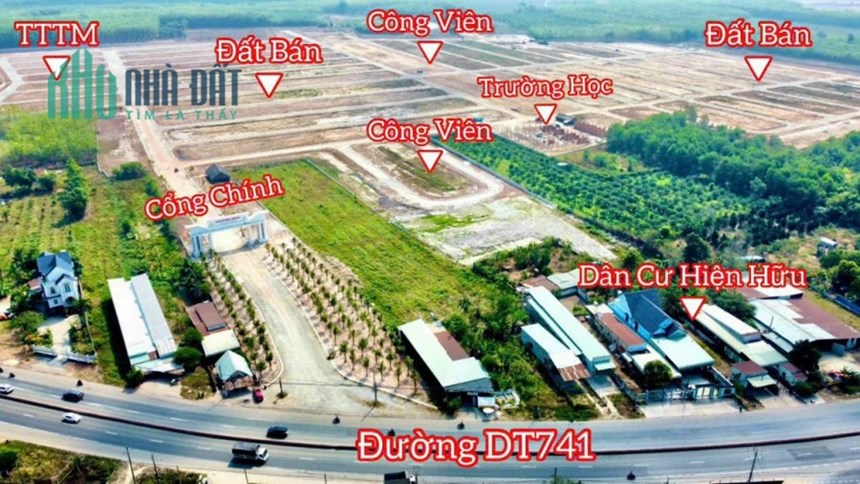 chỉ với 348 triệu sở hữu ngay 80m2 đất mặt tiền đường DT741 Cổng Xanh