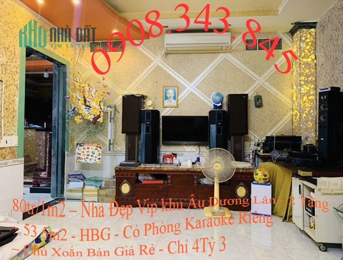 ..80tr/1m2 –  Vip khu Âu Dương Lân - 2 Tầng – 53.5m2 - HBG - Phòng Karaoke – Chủ Xoắn  Giá Rẻ - Chỉ