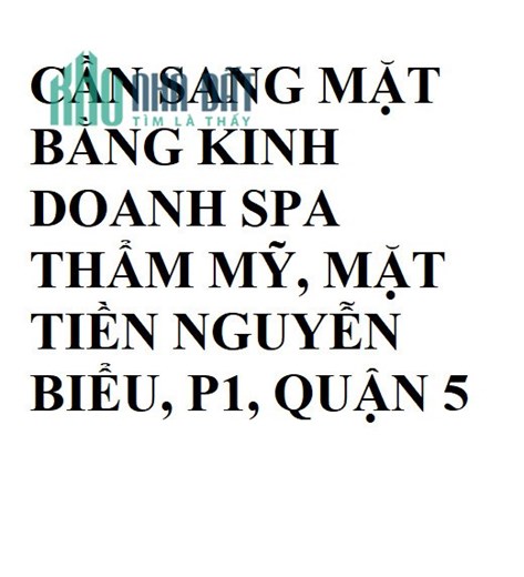 CẦN SANG MẶT BẰNG KINH DOANH SPA THẨM MỸ, MẶT TIỀN NGUYỄN BIỂU, P1, QUẬN 5