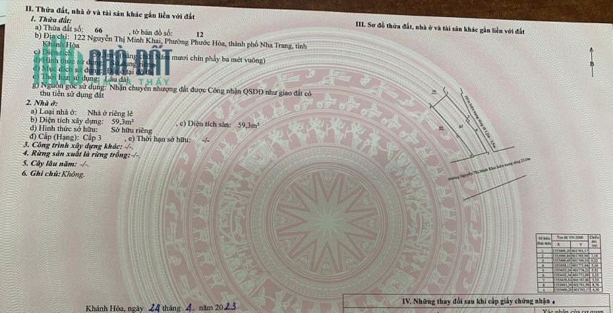 Chính chủ cần Bán nhà MT 59,3m2, 2 phòng ngủ, Nguyễn Thị Minh Khai, TP Nha Trang