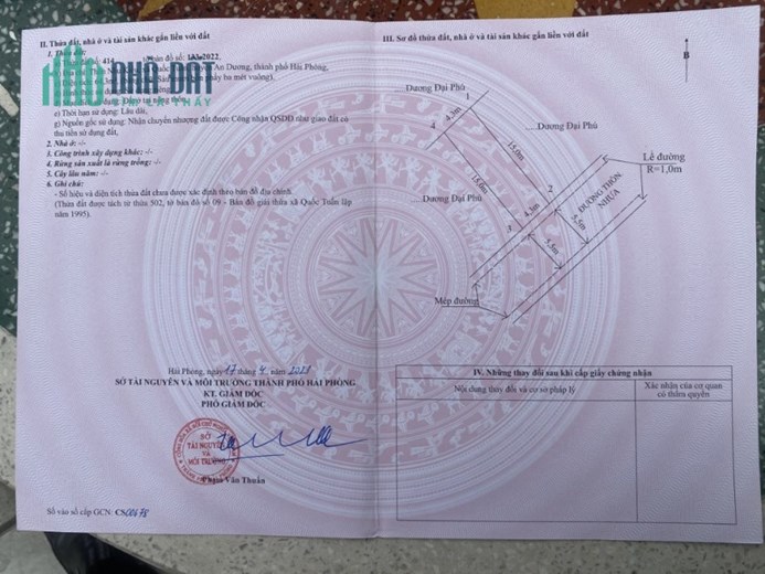 Bán 6 lô đất thổ cư tại TP Hải Phòng, Sổ đỏ từng lô, giá chỉ từ 15tr/m2. Lh:0989129993