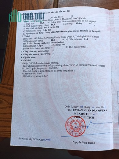 CHÍNH CHỦ BÁN ĐẤT TẶNG NHÀ CẤP 4 TẠI MẶT TIỀN ĐƯỜNG SỐ 5, PHƯỚC BÌNH, QUẬN 9, HỒ CHÍ MINH