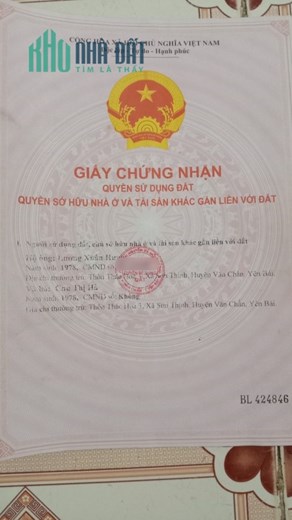 Chính chủ cần bán nhà đất tại đường B nhánh 1 sau công an huyện Văn Chấn, tỉnh Yên Bái