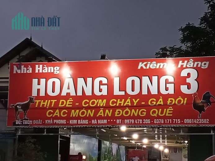 Bán đất ngay nhà hàng Hoàng Long, đường tỉnh 977 cách mặt đường 10m trục chính