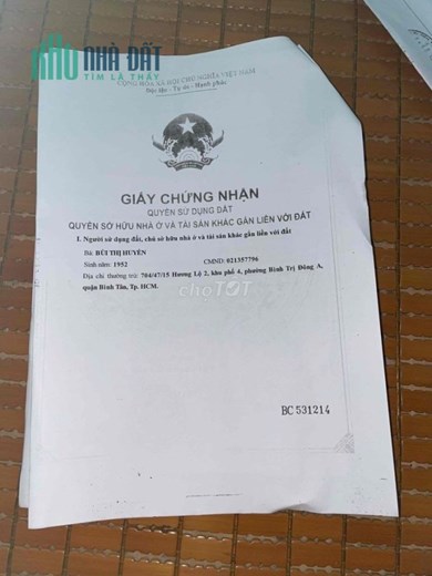 Cần bán nhà 4mx12m, 704/47/15 HL2 Bình Trị Đông A.Phường Bình Trị Đông A- Quận Bình Tân-Tp Hồ Chí