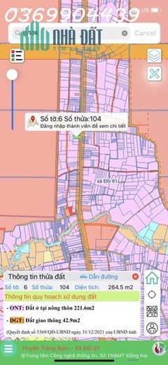 Chính chủ cần bán lô đất 264,5m2 gần trung tâm huyện Trảng Bom, Đồng Nai