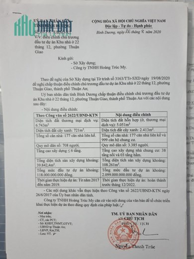 Cần chuyển nhượng dự án chung cư 40 tầng Hoàng trúc my, Thành phố Thuận An - Giá 399 tỷ