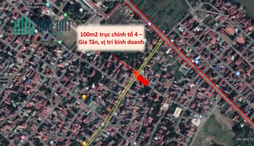BÁN ĐẤT TỔ 4 – TT QUANG MINH, TRỤC KINH DOANH 100M2 GIÁ 32.5TR/M2