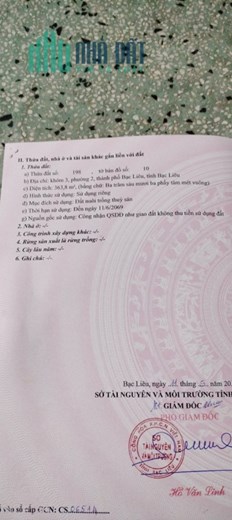 CHÍNH CHỦ Cần Bán Nhanh Đất Vị Trí Đẹp Tại Phường 2, TP Bạc Liêu