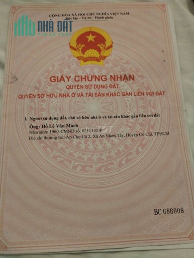 Chính chủ Bán nhà 7, Huyện Củ Chi, Tp Hồ Chí Minh