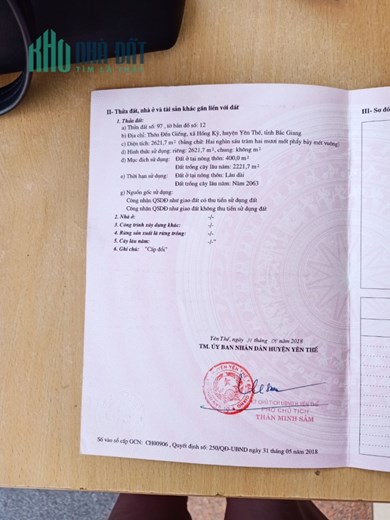 Chính chủ cần tiền bán nhanh 3 Lô đất Tại Thôn Đền Giếng – Xã Hồng Kỳ– Huyện Yên Thế - Tỉnh Bắc