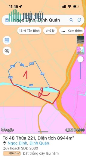 Bán đất QL20, Ngọc Định, Định Quán: 1,1 Ha, giá 5,95 tỷ