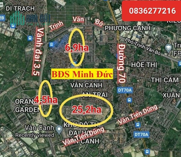 Chuyển đất dịch vụ Vân Canh - Hoài Đức diện tích nhỏ giá chỉ 60tr/m2
