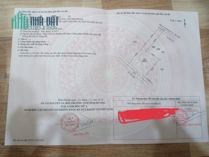 Chính chủ bán 2,562,2m2 đất 2 mặt tiền đã có văn bản hiến đất làm đường nhựa.