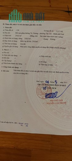 Chính chủ bán 60m2 Đất MT Tú Xương TP.Huế, chỉ 2,7 tỷ. LH:0935963777.