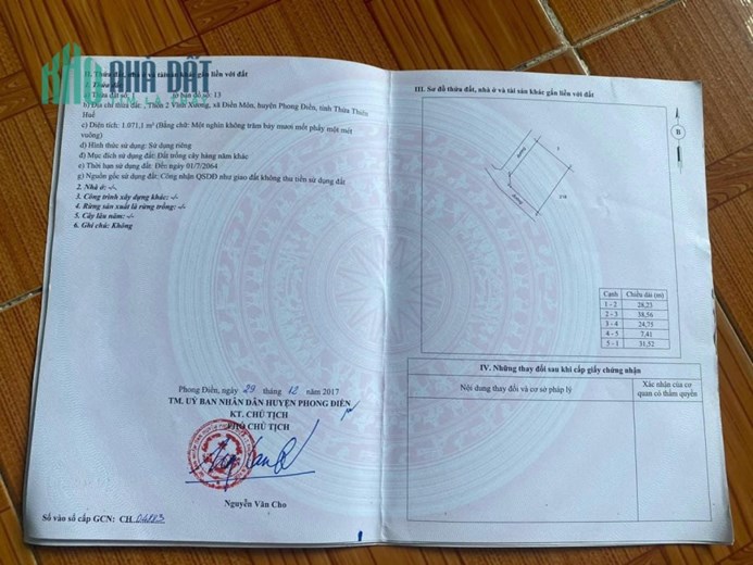 Cần bán đất tại thôn 2 Vĩnh Xương, xã Điền Môn, Phong Điền, Thừa Thiên Huế