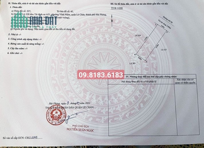 Bán đất số 382 phân lô Tái Định Cư Hồ Sen A51, diện tích 56m, GIÁ 60 tr/m