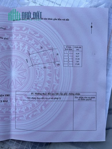 BÁN ĐẤT TẶNG NHÀ CẤP 4 – DIỆN TÍCH 141.4m2 – BÌNH THỚI BÌNH ĐẠI BẾN TRE