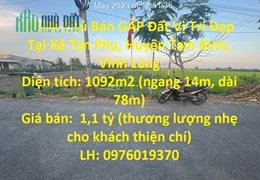 Chính Chủ Bán GẤP Đất Vị Trí Đẹp Tại Xã Tân Phú, Huyện Tam Bình, Vĩnh Long