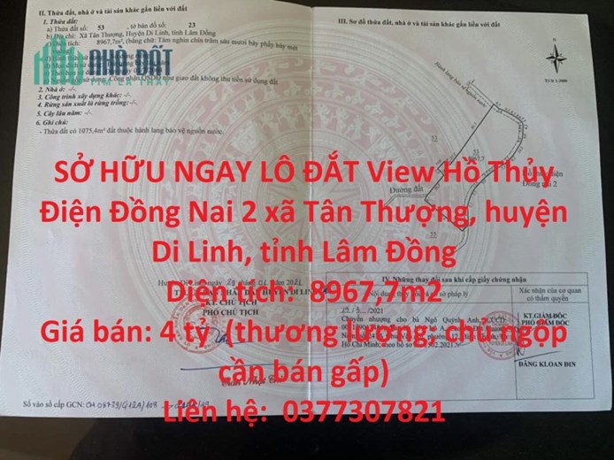 SỞ HỮU NGAY LÔ ĐẮT View Hồ Thủy Điện Đồng Nai 2 – Giá Cực Rẻ