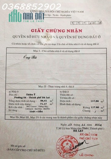 Bán nhà cấp 4 cũ ở gần đường Huyền Trân Công Chúa, Phường 4, Đà Lạt. 117m2 chỉ 5,5 tỷ