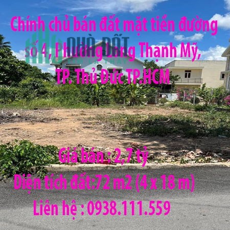 Chính chủ bán đất mặt tiền đường số 4, Phường Long Thạnh Mỹ, TP. Thủ Đức TP.HCM