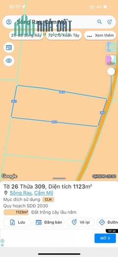 Bán lô đất đường Trương Định, Sông Ray, Cẩm Mỹ 850triệu