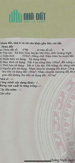 Bán Đất Vườn Đức Hòa Mộ Đức Quảng Ngãi Xả Lỗ Hơn 100Tr