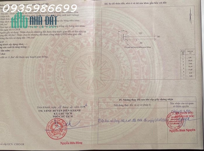 BÁN ĐẤT MẶT ĐƯỜNG NHỰA AN ĐỊNH - DIÊN KHÁNH