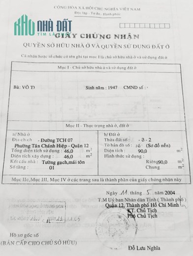 KHU HIẾM NHÀ BÁN - HXH 1/ TÂN CHÁNH HIỆP QUẬN 12 - 90M2, NGANG 5M HIẾM, GẦN HIỆP THÀNH CITY. CHỈ
