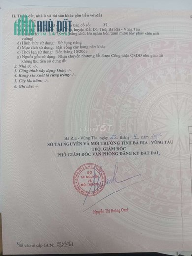 Chính chủ bán 6868 m2 đất Phước Long Thọ Huyện Đất Đỏ, Bà Rịa - Vũng Tàu