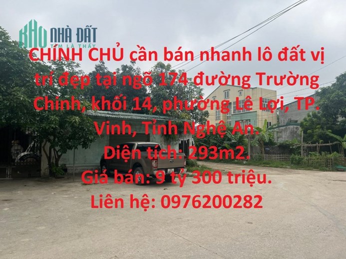 CHÍNH CHỦ cần bán nhanh lô đất vị trí đẹp tại TP. Vinh, Tỉnh Nghệ An.