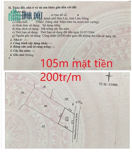 Chính chủ rao 3 miếng đất Lộc Nga- Bảo Lộc - Lâm Đồng