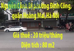 Cho thuê nhà nguyên căn mặt phố Nguyễn Cảnh Dị phường Định Công,quận Hoàng Mai,Hà Nội