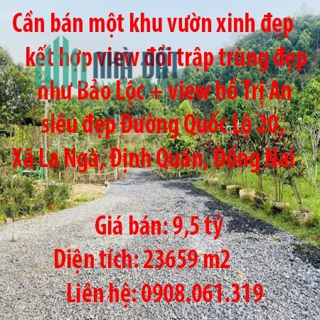 Cần bán một khu vườn xinh đẹp kết hợp view đồi trập trùng đẹp như Bảo Lộc + view hồ Trị An siêu đẹp