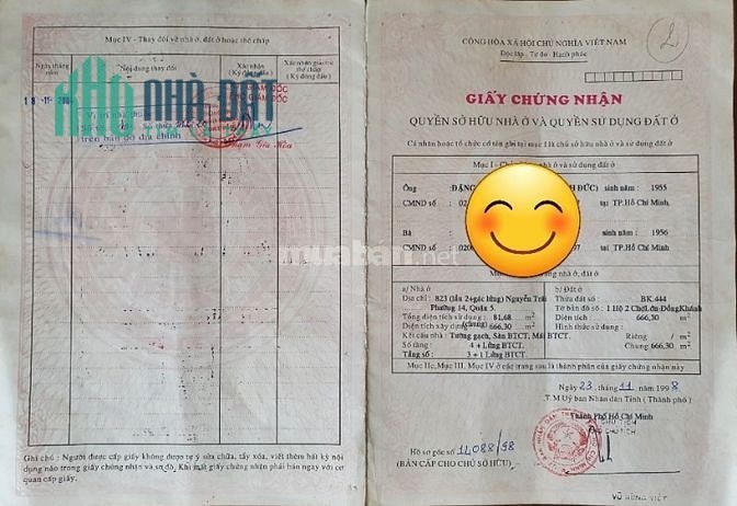BÁN CĂN CHUNG CƯ ĐƯỜNG NGUYỄN TRÃI, P14, QUẬN 5