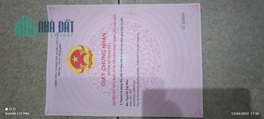 Chính chủ cần bán nhà ở số 75 Đường Phạm Ngũ Lão , Thành Phố Vinh Nghệ An.