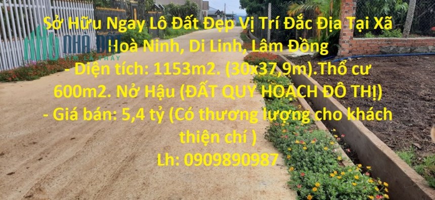 Sở Hữu Ngay Lô Đất Đẹp Vị Trí Đắc Địa Tại Xã Hoà Ninh, Di Linh, Lâm Đồng