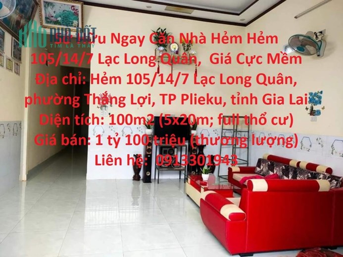 Sở Hữu Ngay Căn Nhà Hẻm Hẻm 105/14/7 Lạc Long Quân,  Giá Cực Mềm