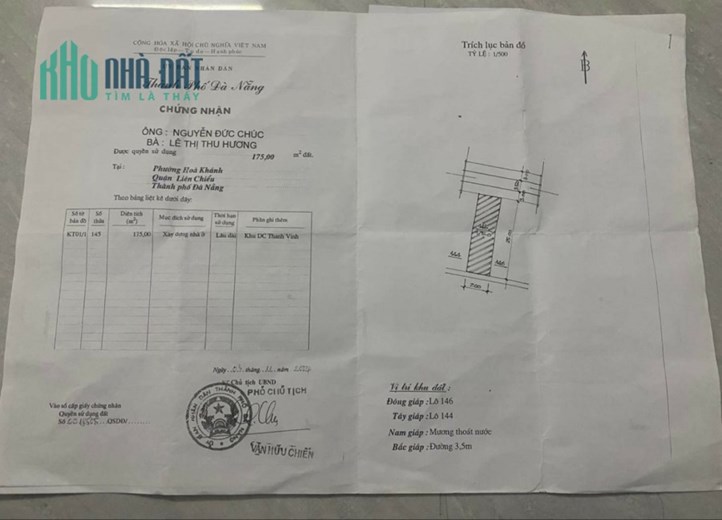 Bán đất có sẵn nhà cấp 4 tại Liên Chiểu, 175m2 SHR 2.55 tỷ. Lh:0935895579 - 0977487286