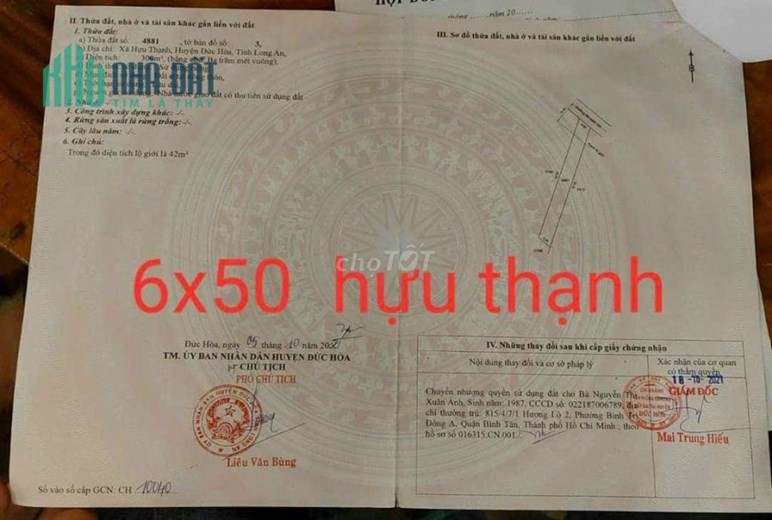 950 TRIỆU CHỐT NHANH, lúc trước chủ mua 1ty270 giờ NGỘP BÁN LỖ, đất Hựu Thạnh, Đức Hòa