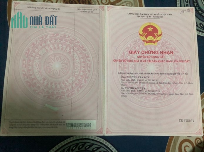 Chính chủ cần bán lô đất tại thôn Suối Giềng xã Tân Đức, Hàm Tân, Bình Thuận