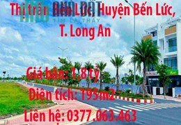 Bán Đất Nền  Ngay trung tâm hành chính chợ, Trường Thị Trấn Bến Lức, Thị trấn Bến Lức, Huyện Bến