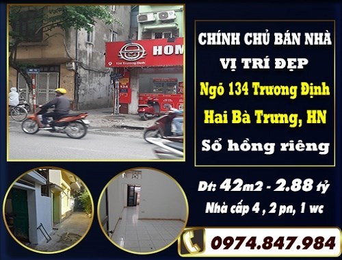 Bán Căn Nhà Giá Rẻ Ngõ 134 Trương Định, Hai Bà Trưng - Chính Chủ không Qua Trung Gian