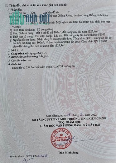 CHÍNH CHỦ Cần Bán Đất Vị Trí Đẹp Tại TT Giồng Riềng, Kiên Giang