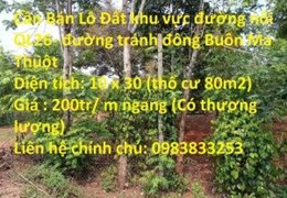 Cần Bán Lô Đất khu vực đường nối QL26- đường tránh đông Buôn Ma Thuột