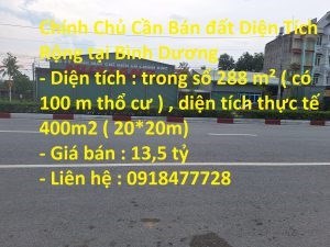 Chính Chủ Cần Bán đất Diện Tích Rộng tại Bình Dương