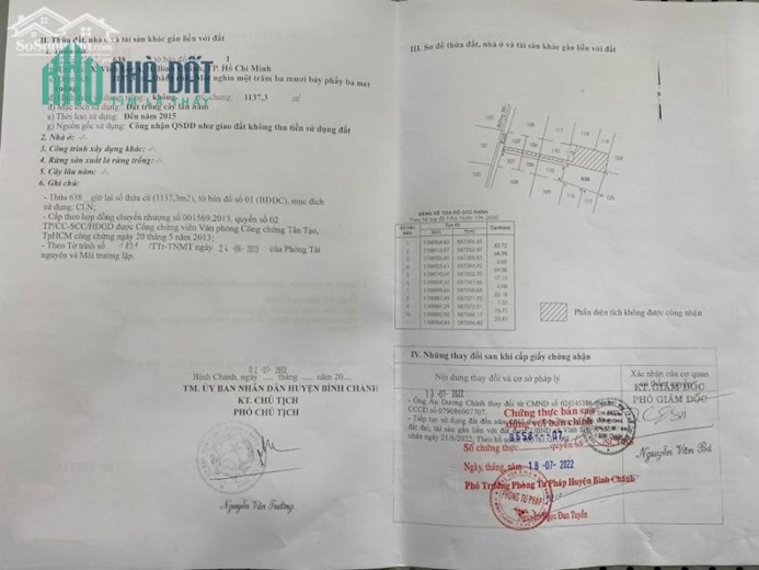 CHÍNH CHỦ CẦN BÁN NHANH LÔ ĐẤT GIÁ NGỘP NGAY XÃ VĨNH LỘC A, BÌNH CHÁNH, TP. HỒ CHÍ MINH